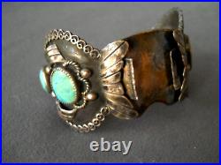 OLD Southwestern Native American Navajo Turquoise Sterling Silver Watch Bracelet