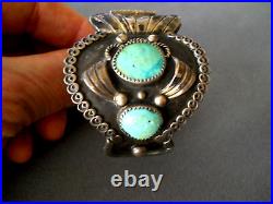 OLD Southwestern Native American Navajo Turquoise Sterling Silver Watch Bracelet