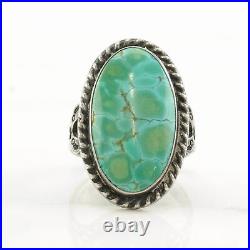 OOAK Native American Silver Ring Spiderweb Turquoise Stamped Sterling Size 7 1/2