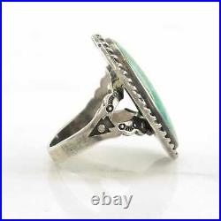 OOAK Native American Silver Ring Spiderweb Turquoise Stamped Sterling Size 7 1/2