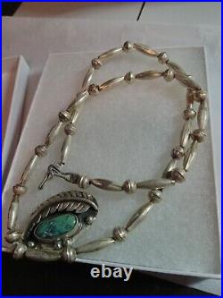 Old Pawn Native American Sterling Silver & Turquoise, Necklace 24GORGIOUS