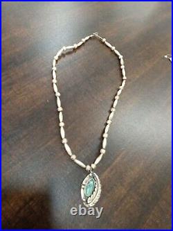 Old Pawn Native American Sterling Silver & Turquoise, Necklace 24GORGIOUS