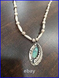 Old Pawn Native American Sterling Silver & Turquoise, Necklace 24GORGIOUS