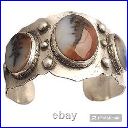 One Of The Best Ever Old Native American Petrified Wood Sterling Silver Bracelet