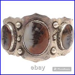 One Of The Best Ever Old Native American Petrified Wood Sterling Silver Bracelet