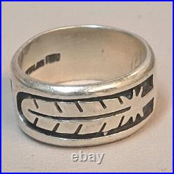 Original Native American Feather Kachina Sterling Silver Ring Sz 10.75 Signed