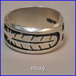 Original Native American Feather Kachina Sterling Silver Ring Sz 10.75 Signed