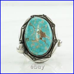 Ring Native American Silver Large, Turquoise Spiderweb, Sterling Silver Size 8