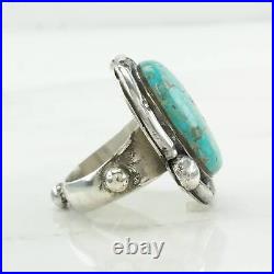 Ring Native American Silver Large, Turquoise Spiderweb, Sterling Silver Size 8