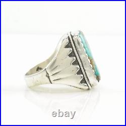 Ring Native American Silver Spiderweb Turquoise Square Sterling Size 11 3/4