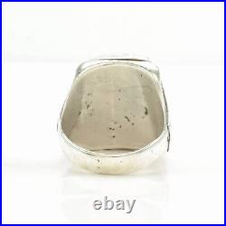 Ring Native American Silver Spiderweb Turquoise Square Sterling Size 11 3/4