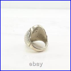 Ring Native American Silver Turquoise Inlay Rain Dancer Sterling Size 11 3/4