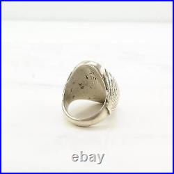 Ring Native American Silver Turquoise Inlay Rain Dancer Sterling Size 11 3/4