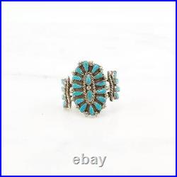 Ring Vintage Native American Silver Turquoise Cluster Zuni Sterling Size 9 1/2