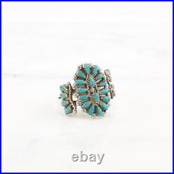 Ring Vintage Native American Silver Turquoise Cluster Zuni Sterling Size 9 1/2