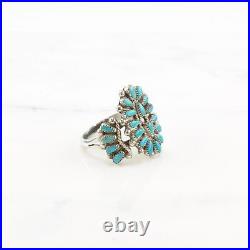 Ring Vintage Native American Silver Turquoise Cluster Zuni Sterling Size 9 1/2