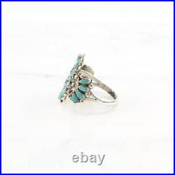 Ring Vintage Native American Silver Turquoise Cluster Zuni Sterling Size 9 1/2