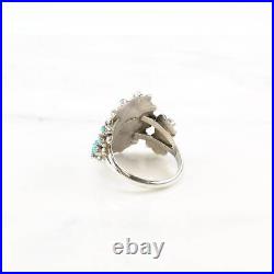 Ring Vintage Native American Silver Turquoise Cluster Zuni Sterling Size 9 1/2