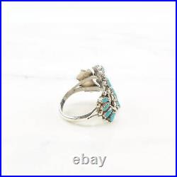 Ring Vintage Native American Silver Turquoise Cluster Zuni Sterling Size 9 1/2