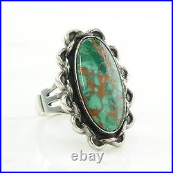 Ring Vintage Native American Silver Turquoise Oval Sterling Size 7 1/4