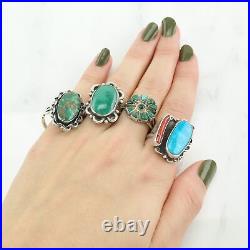 Ring Vintage Native American Silver Turquoise Oval Sterling Size 7 1/4