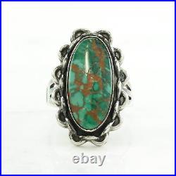 Ring Vintage Native American Silver Turquoise Oval Sterling Size 7 1/4