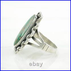 Ring Vintage Native American Silver Turquoise Oval Sterling Size 7 1/4