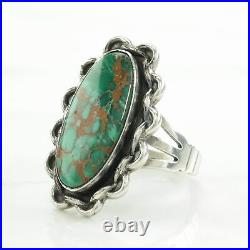 Ring Vintage Native American Silver Turquoise Oval Sterling Size 7 1/4