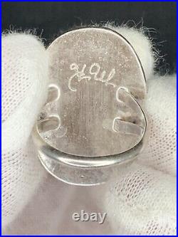 Signed Sterling Silver Native American Women's Kokopelli Inlay Ring Jewelry