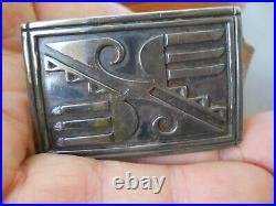 Small Native American Navajo Sterling Silver Belt Buckle Yazzie/ Tan Belt