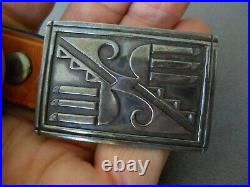 Small Native American Navajo Sterling Silver Belt Buckle Yazzie/ Tan Belt