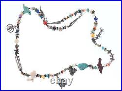 Southwestern/Native American Sterling silver Zuni charm necklace