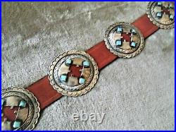 Southwestern Native American Turquoise Sterling Silver Cut Out Concho Belt 773g