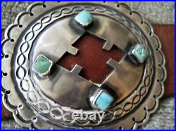 Southwestern Native American Turquoise Sterling Silver Cut Out Concho Belt 773g