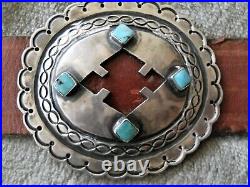 Southwestern Native American Turquoise Sterling Silver Cut Out Concho Belt 773g