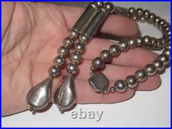 Sterling Silver Bead Beaded Necklace Jewelry Native American Vintage (912T)