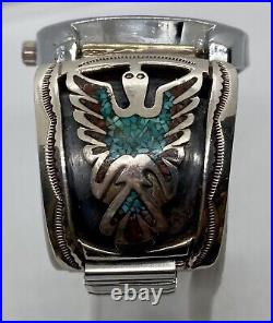 Sterling Silver Mens Eagle Watch Tips Native American Navajo Signed Watch Works