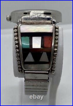 Sterling Silver Mens Watch Tips Native American Zuni Signed HE Cellicion Working