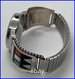 Sterling Silver Mens Watch Tips Native American Zuni Signed HE Cellicion Working