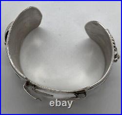 Sterling Silver NATIVE AMERICAN Cuff Watch Holder Signed RT Fits 7 Wrists 62g