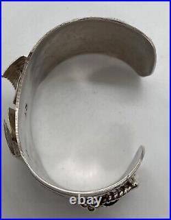 Sterling Silver NATIVE AMERICAN Cuff Watch Holder Signed RT Fits 7 Wrists 62g