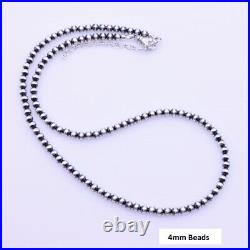 Sterling Silver Native American Desert Navajo Pearls Beaded Necklace 3mm to 8mm