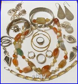 Sterling Silver Native American Southwest Turquoise Moonstone Agate Jewelry Lot