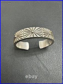 Sterling Silver, Stamped Heavy Gauge Navajo Cuff. Native American