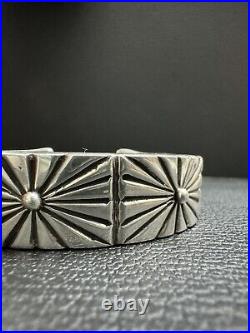 Sterling Silver, Stamped Heavy Gauge Navajo Cuff. Native American