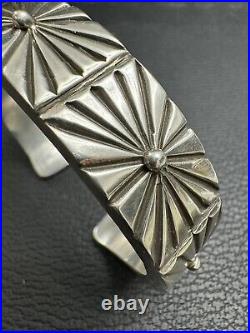 Sterling Silver, Stamped Heavy Gauge Navajo Cuff. Native American