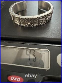 Sterling Silver, Stamped Heavy Gauge Navajo Cuff. Native American