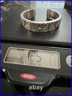 Sterling Silver, Stamped Heavy Gauge Navajo Cuff. Native American