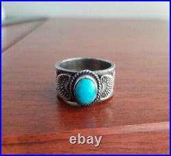 Sunshine Reeves Native American Navajo Turquoise Silver Ring Size US 8.75