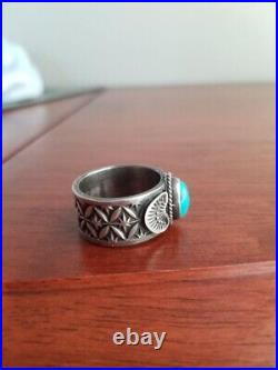 Sunshine Reeves Native American Navajo Turquoise Silver Ring Size US 8.75